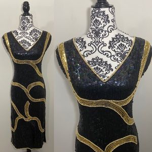 Vintage Silk Sequins Dress